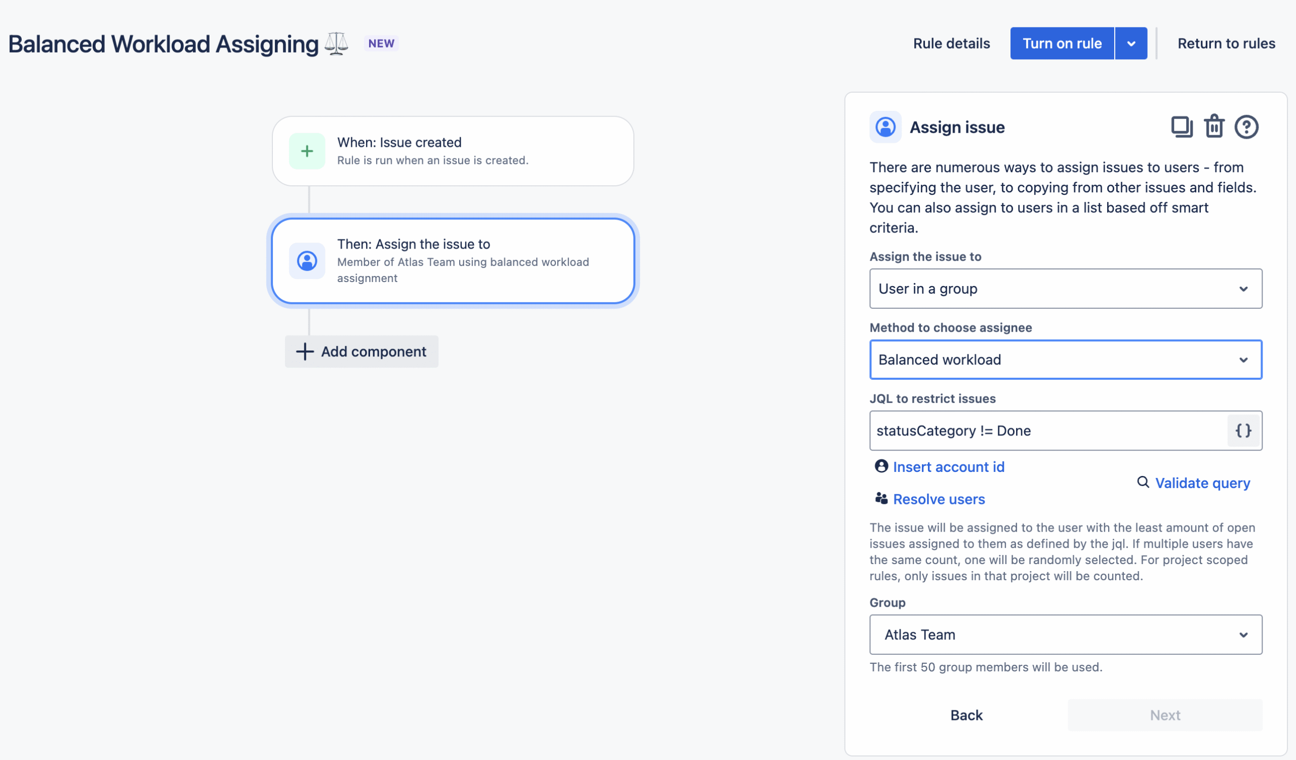 Configuración de Jira para carga de trabajo equilibrada