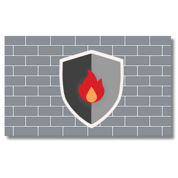 Ilustración de un escudo de firewall protegiendo el sistema