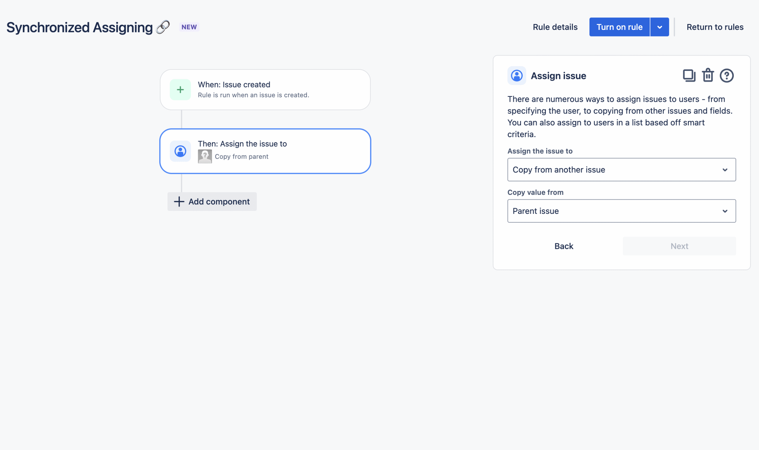 Configuración de Jira para asignación sincronizada en tareas relacionadas