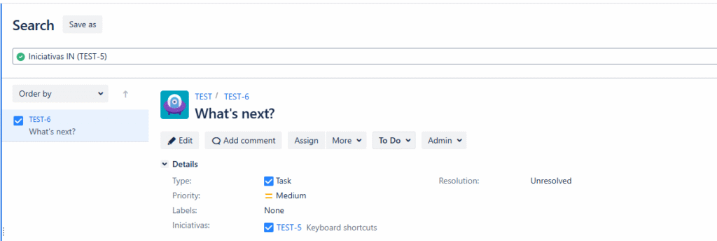 busqueda jql con campo personalizado issue picker