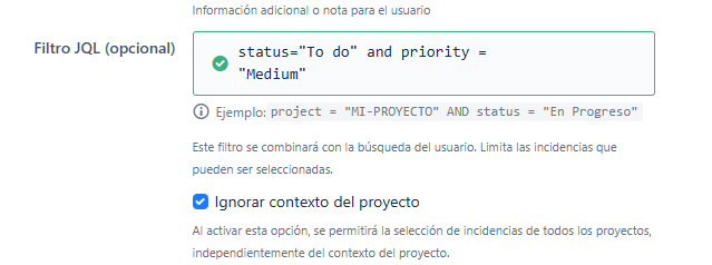 filtro jql avanzado ignorar contexto proyecto jira